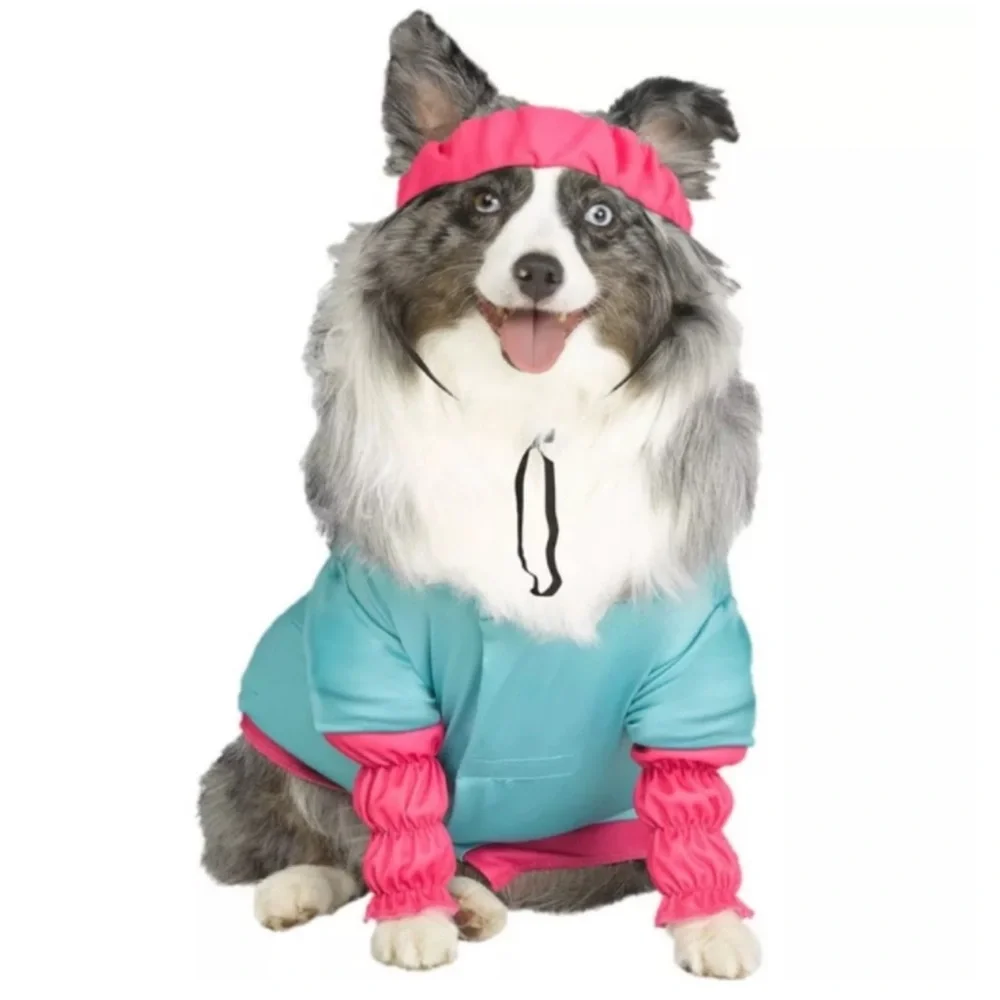 Barbie Dog Costume NEW size Large Aerobics Barbie‎ Shirt Sweatband Halloween